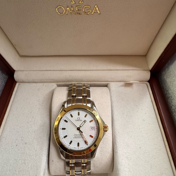 AUTHENTIC OMEGA SeamasterAutomatic 2 Tone Men's Watch - Gold and Silver